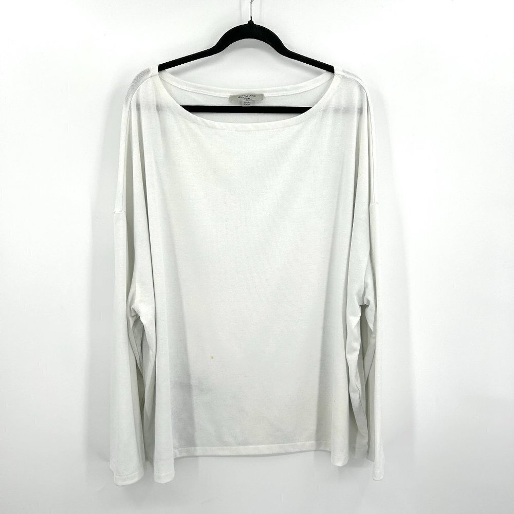 ALL SAINTS *Flawed* White Very Oversized White Boat Neck Long Sleeve Top Large